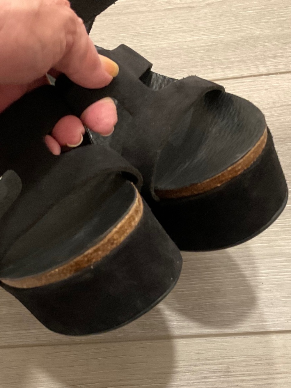 PEDRO GARCIA Wedge Platform Black Suede Sandals Size 9 EU 39 - Picture 6 of 12